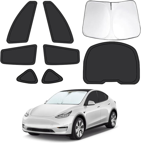 8pcs Car Window Shades Intended for Tesla Model Y 2020-2024(not for Juniper), Foldable Car Window Covers for Privacy, Full Sunshades Fit for Tesla Front Rear Windshield Side Windows to Block UV