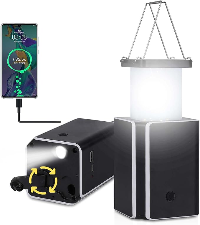 Solar LED Rechargeable Emergency Camping Lantern,White Solar Rechargeable,Rechargeable Type C,Emergency Lights Hand-Crank Power Generation,Phone Power Supply Function,flashlights