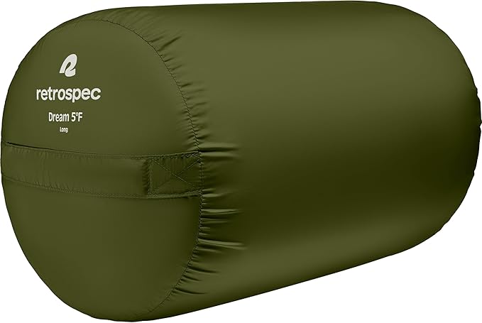Retrospec Dream Mummy Sleeping Bag - 5, 15, & 30°F Cold Weather Camping & Travel Essential Gear with Water - Resistant Shell & Synthetic Fill - Zippered Pocket & Stuff Sack