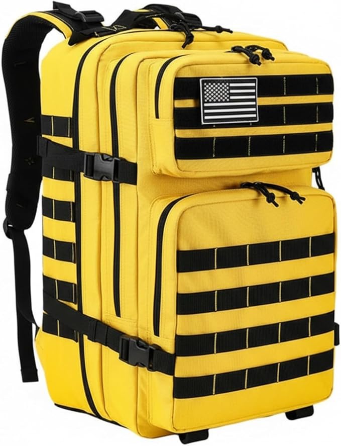 45L Military Tactical Backpack for Men & Women Bug Out Bag Assault pack Molle Daypack Hiking Trekking Rucksack(Yellow)
