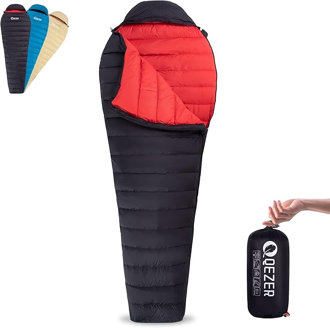 Ultralight Down Sleeping Bag for Adults with 600 Fill Power, Compact All Seasons Sleeping Bag for Backpacking, Hiking and Camping