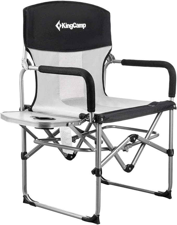 KingCamp Camping Chairs, Directors Chairs Foldable with Side Table, Heavy Duty Patio Chairs for Outside with Small Folding Size for Camp, Patio, Lawn, Garden, Beach, Trip, Easy Carry