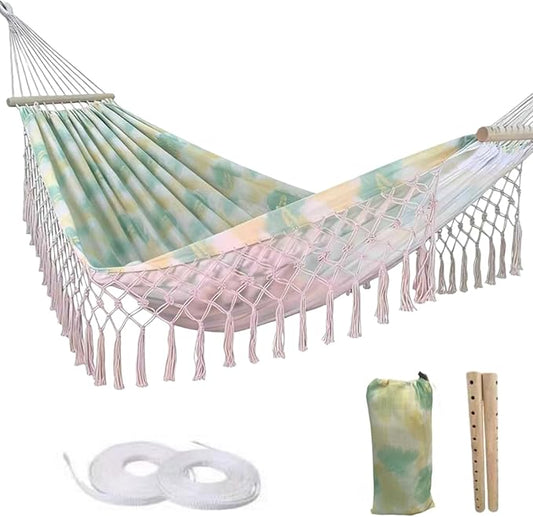 Portable Hammock, Bohemian Hammock,2person Hammock,for Suitable,Patio,Beach,Backyard,Garden,（Cyan 79 * 59