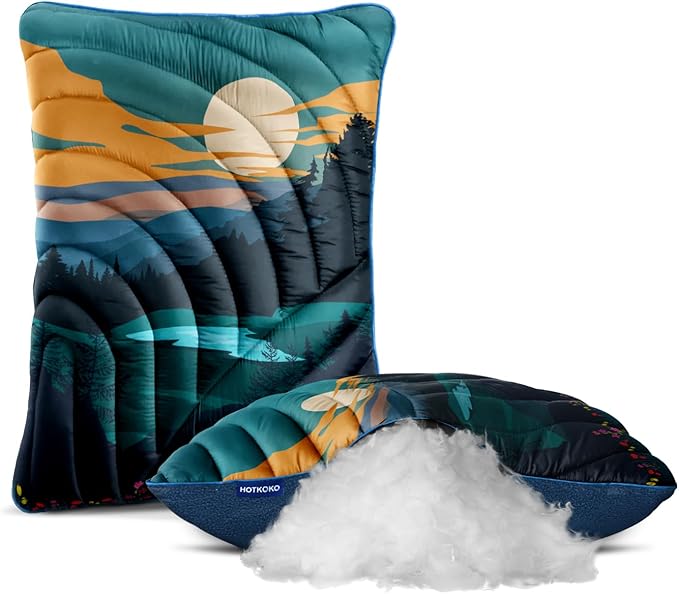 Camping Pillow,Supportive Compressible Travel Pillow Large Size Lightweight Camp Pillow with Storage Bag for Camping,Hiking,Backpacking,Airplane
