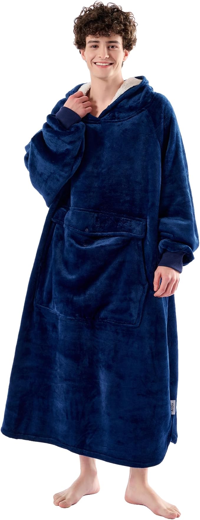 Krifey Big & Tall Wearable Blanket Hoodie with Cat Pocket, Extra Long Oversized Fleece Blanket for Adults, Cozy Birthday Gifts, Christmas Gifts