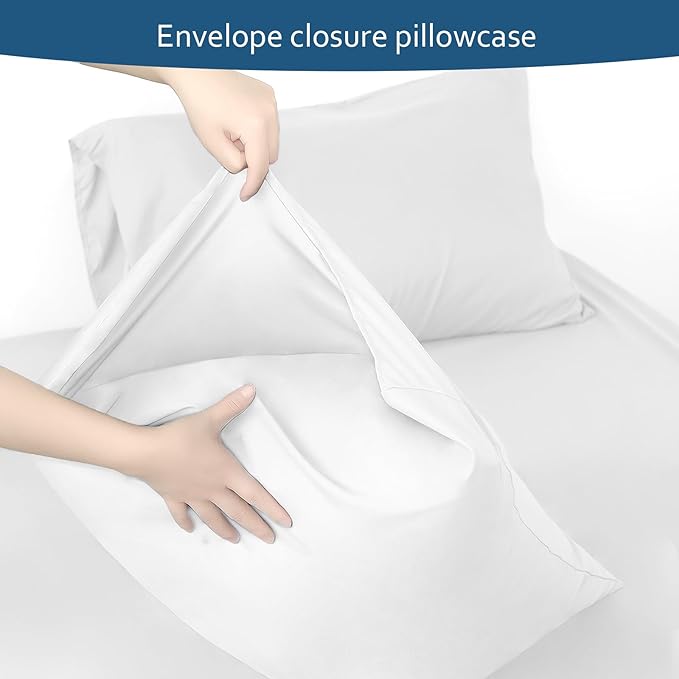Moonsea Cal King Sheet Set - 4 Piece California King Sheet Sets - Extra Deep Pocket California King Sheets Fade Resistant Fits up to 24in Hotel Luxury Cal King Bed Mattress - White