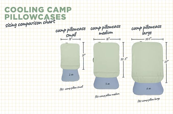 HEST Pillowcase Cooling - Compatible Camp Pillows - Jade Cooling Fabric - Machine Washable - Outdoor Ready - Medium