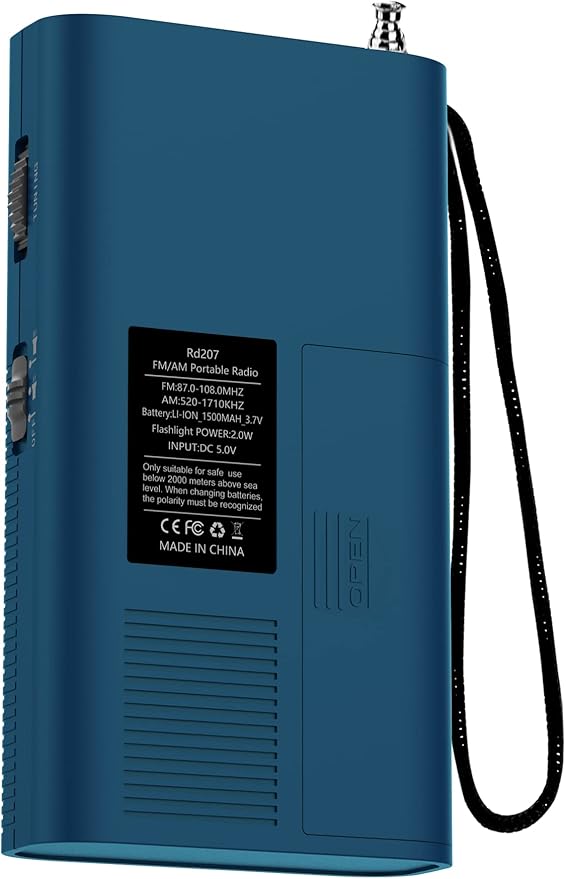 Pocket Weather Alert Radio NOAA/Am/Fm Portable Transistor Powered 1500MAH Battery with Flashlight Emergency SOS Alarm Best Reception New Version with Backlight