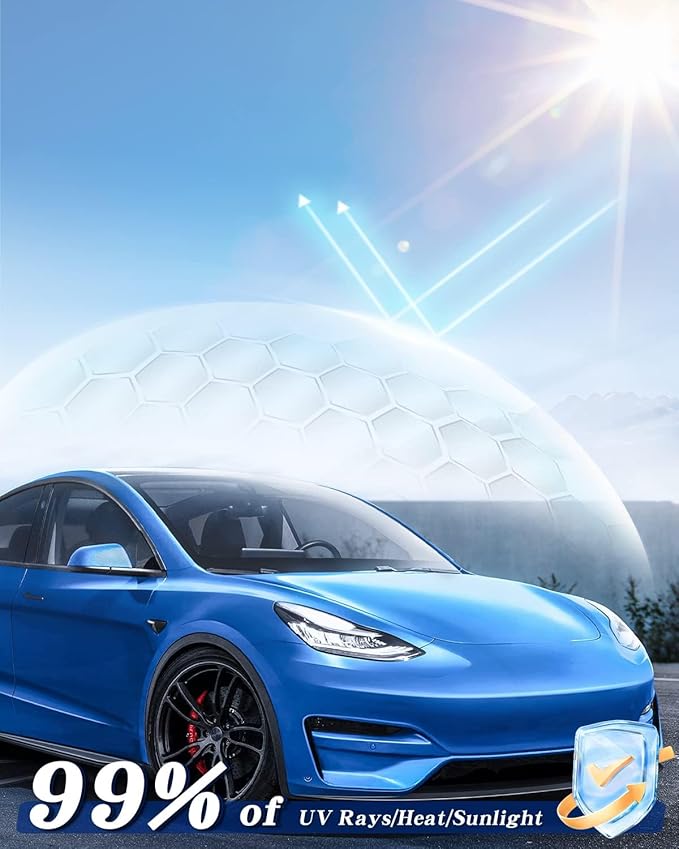 White Sunshade Roof for Tesla Model Y 2021-2025 (Not fit for Model Y Juniper) Accessories for Model Y Roof, 6-Layer Sun Shade Heat Insulation No Gap Keep Cool UV Ray Protection, Easy to Install