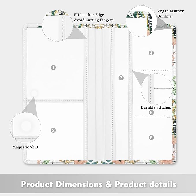 Car Registration and Insurance Holder, with Magnetic Closure for License, Cards and Documents, All Vehicle Needs and Car Accessories (Flower and Grass)