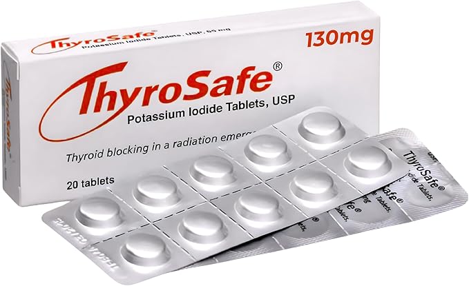 ThyroSafe Potassium Iodide 130mg Tablets (KI Pills) - Iodine for Radiation Emergency Protection | Nuclear Fallout Survival Gear and Emergency Supplies for Prepper Kits | 20 Count