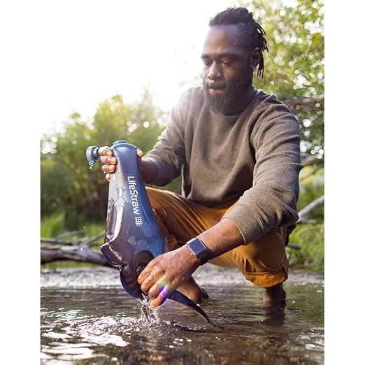 LifeStraw Peak Series - Compact Gravity Water Filter System - 3L for Backpacking, Group Camping, Hiking and Travel, Mountain Blue