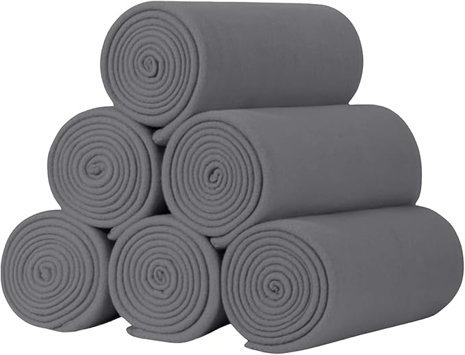 ZYFZCYBL Fleece Throw Blankets Lightweight Warm Soft Cozy Pet-Friendly Bulk Fleece Throw Blanket Solid for Home Bed, Sofa，Office,Gifts, Couch (Pack of 6-50 x 60 inch，Grey)