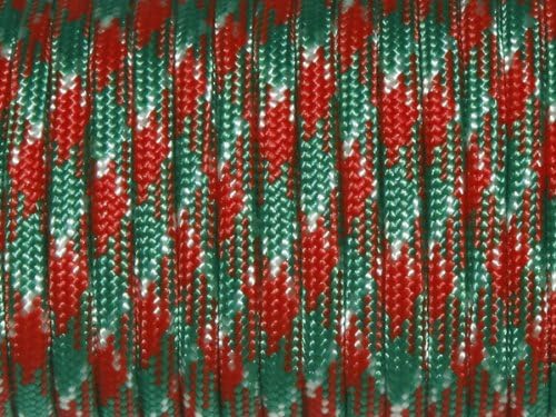 7 Strand Core 550lb Paracord Parachute Cord Lanyard Mil Spec Type III-100ft (Red+Green(47#))