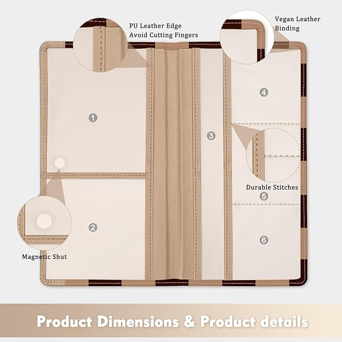 Car Registration and Insurance Holder, with Magnetic Closure for License, Cards and Documents, All Vehicle Needs and Car Accessories (Plaid-Brown)