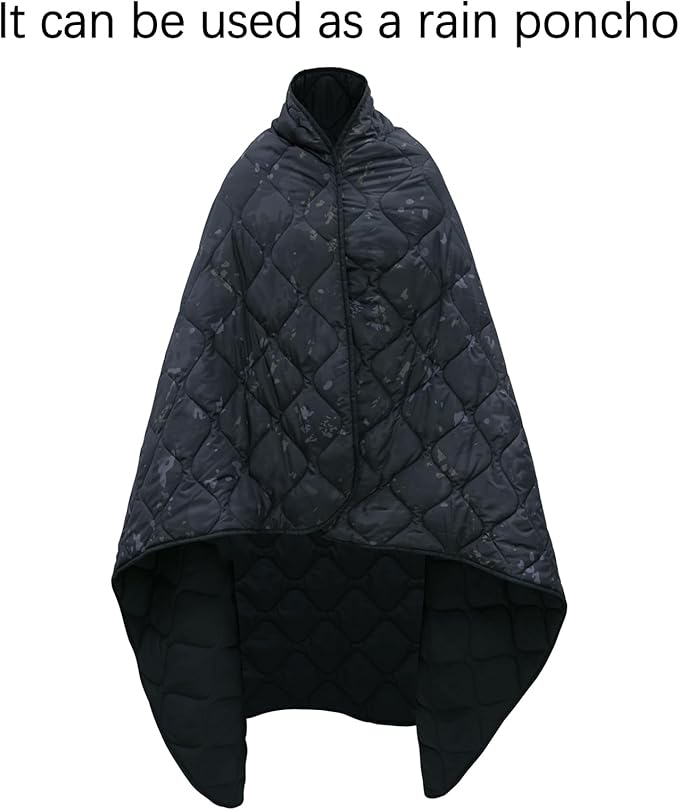 LOOGU Camo Blanket Waterproof Insulation Poncho Liner for Outdoor Camping, Hiking, Hunting, Survival, Backpacking, Picnicking