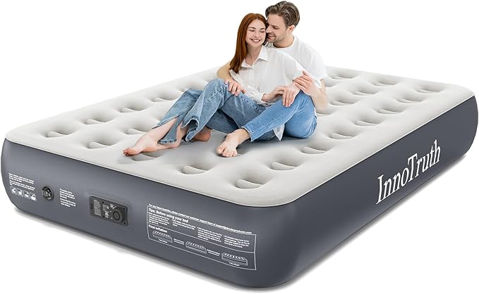 InnoTruth Queen Camping Air Mattress with Built-in Pump, Inflatable Blow up Mattress for Home & Guests, Family Choice Award Winner, 13" Raised Colchones Inflables Air Bed, Ideal for Travel & Outdoor