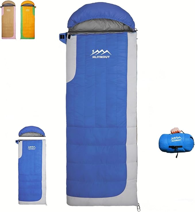 3-in-1 Down Sleeping Bag for Adults with Detachable Hood, 32°F 45°F Rectangular Lightweight Down Blanket Sleeping Bag for Camping Hiking and Backpacking Outdoor and Indoor 4 Season