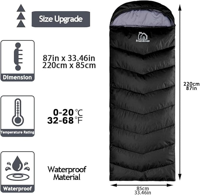 XL Size Upgraded Version of Camping Sleeping Bag 4 Seasons Warm and Cool, Lighter Weight, Adults and Children Can Use Waterproof Camping Bag, Travel and Outdoor Activities