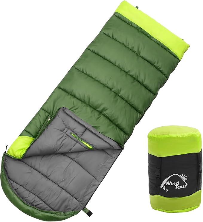 Wind Tour 3 Season Lightweight Waterproof Sleeping Bag Indoor & Outdoor for Hiking Backpacking Camping Traveling