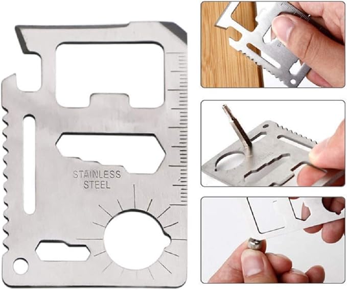 11 in 1 Tools For Men Beer Opener Survival Tool Credit Card Size Fits For Wallet Pocket (5Pack)