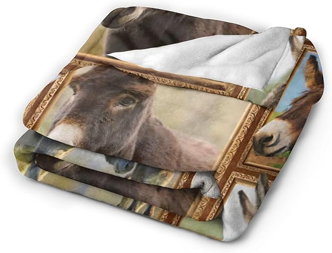 Donkey Blanket Soft Cozy Cute Donkey Flannel Fleece Throw Blanket Farm Animal Donkey Bedding Stuff Decor Warm Lightweight Plush Blanket Gifts for Lover Girls Boys Women Adults 50"x60"