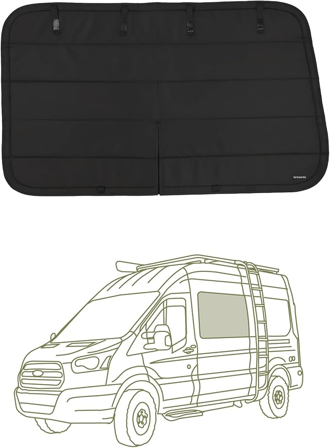 VanEssential Insulated Stealth Blackout Window Cover Designed for Ford Transit High/Medium Roof Crew Window - Black