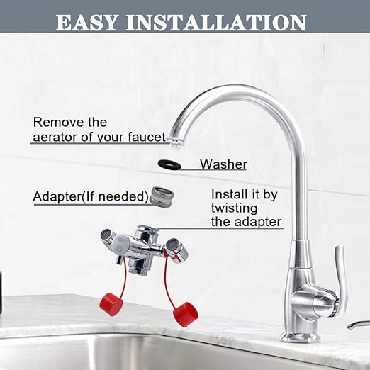 Lunarlipes Faucet Mounted Eyewash Station Kit, Emergency Eye Wash Unit, OSHA Approved First Aid Eye Flush Kit, 1x Eyewash Station, 4X Adapters, 2X Inspection Tags, 1x Emergency Eye Wash Station Sign