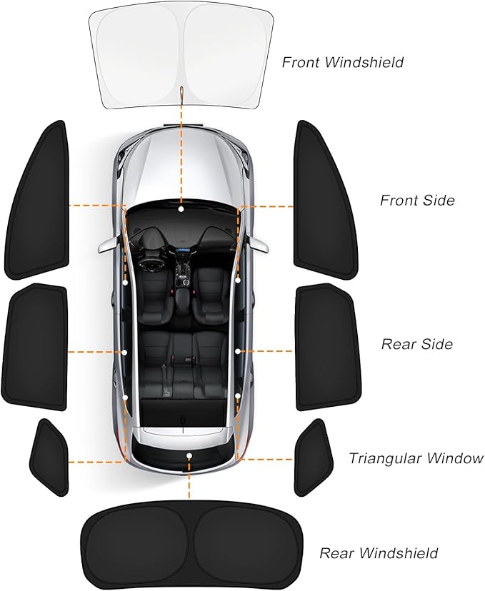 KUST Car Window Shades for Toyota Land Cruiser Prado 250 2024-2025 2026 Windshield Sun Shade Side Window Cover UV Block Privacy Protection Accessories for Camping Blackout Rear Back Full Set 8PCS