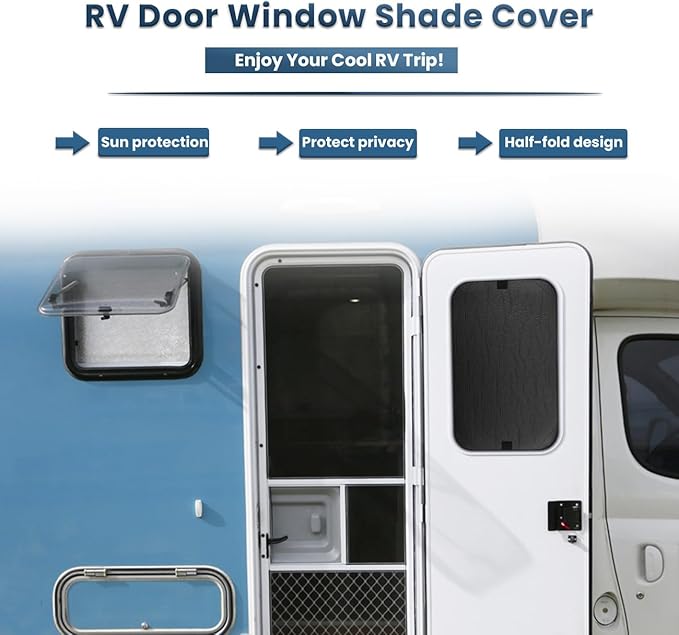 RV Door Window Shade Cover, Sun Blackout Fabric for Camper Privacy Entrance (16 x 25 inch)