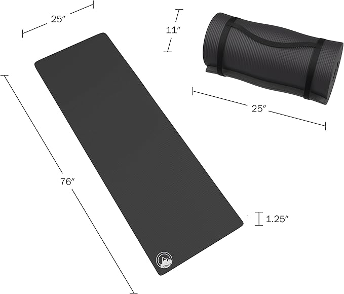 Foam Sleeping Pad for Camping - 1.25-Inch-Thick Waterproof Sleep Pad with Carry Straps for Cots, Tents, or Sleepovers by Wakeman Outdoors (Black)