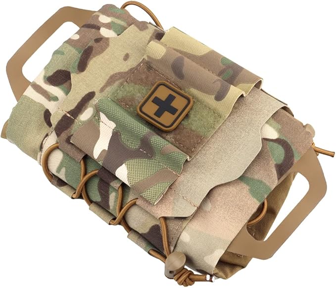 Tactical Military Pouch MOLLE Rapid First-aid Belt Pouch Survival Two-Piece System Med Roll Carrier Hypalon Handle Bag