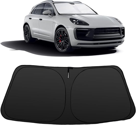 Windshield Sun Shade Custom Fit for 2014-2024 2025 2026 Porsche Accessories Foldable Sunshade Sun Blocker Protect Car from Sun Rays & Heat Damage Keep Car Cooler