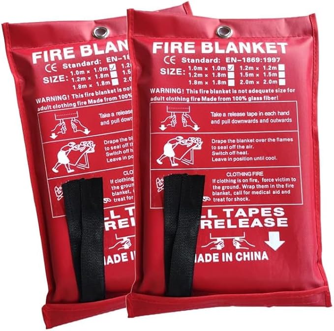 ISOP Fireproof Blanket Large 70 * 78 Inches Pack of 2 – Emergency Fire Blanket – Heavy Duty Emergency – A-Grade Survival Blankets – Fire Suppressant Sheet – Rescue Cover for Home & Kitchen Safety