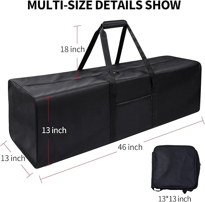 Urbanstand 46 Inch Extra Large Duffle Bag for Travel, Sports Gear Storage Bag with 2-way Lockable Zippers, Long Duffel Bag for Tent Camping tripod(Black 46inch 2Pack)