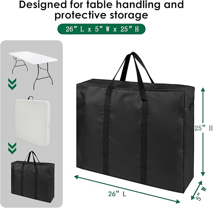 Folding Table Storage Bag, Portable Carry Table Bag for 4FT Folding Picnic/Camp Tables, Waterproof Folding Table Cover with Handles(bag only)- 26" D x 25" W x 5" H
