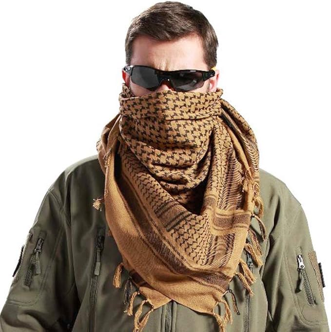 Luxns Military Shemagh Tactical Desert Scarf / 100% Cotton Keffiyeh Scarf Wrap for Men And Women