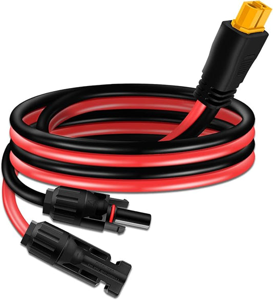 COMeap Solar Panel Cable for Ecoflow Anker SOLIX 10AWG, Compatible with MC-4 to XT60 Plug Solar Panel Connector Adapter Extension for Portable Power Station Solar Generator RV 3.4ft(1.04m)