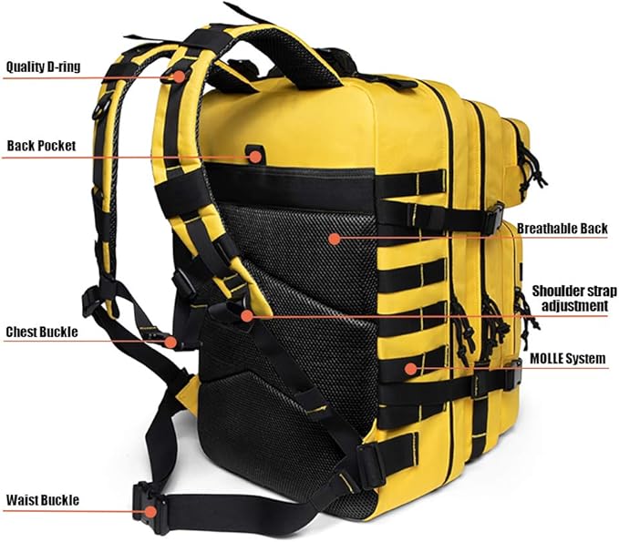 QT&QY 45L Military Tactical Backpacks Molle Army Assault Pack 3 Day Bug Out Bag Hiking Treeking Rucksack…