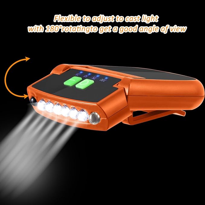 Mudder LED Clip on Cap Lights USB Rechargeable Cap Flashlight Clip Waterproof Ultra Bright Hat Flashlight Headlamp for Fishing Camping Hand Work