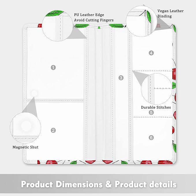 Car Registration and Insurance Holder, with Magnetic Closure for License, Cards and Documents, All Vehicle Needs and Car Accessories (Cherry)