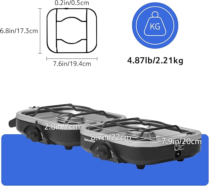 Naturehike Upgraded Folding Gas Stove 2 Burner Camping Stove Portable Gas Stove with Dual Burners Compact Lightweight Propane Stove for Camping Picnics Backpacking