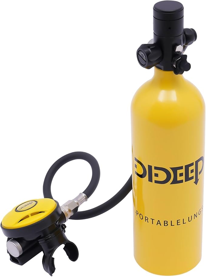 Mini Scuba Tank Kit - 1L Portable Oxygen Cylinder for Diving, Emergency Rescue & Firefighter Backup with Mask, Adapter & Carry Bag