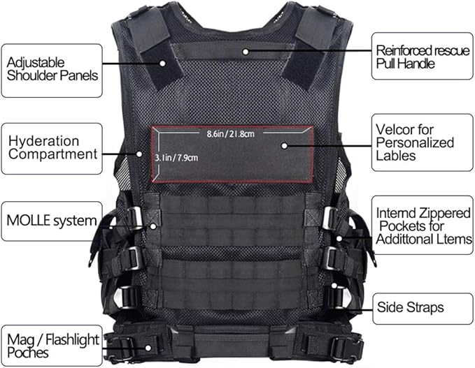 vAv YAKEDA Tactical Vest Outdoor Ultra-Light Breathable Training Airsoft Vest Adjustable for Adults