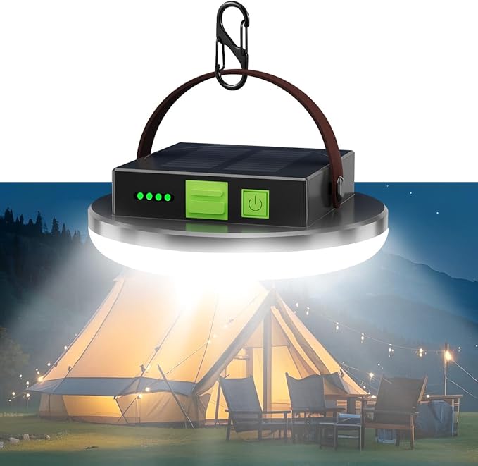 4500LM Solar Camping Light Portable LED Camping Lantern Rechargeable Light 45W, Waterproof Hanging Tent Lights for Camping, Emergency, Hurricane, Power Outage