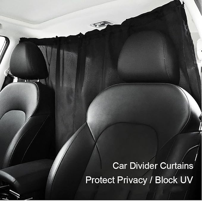 Ovege Car Divider Curtains Sun Shade-Privacy Travel Nap Night Car Camping Detachable Simple Curtain(Black)