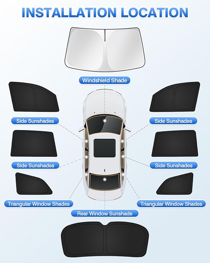 Canvcle Sunshades for Honda Pilot 2016-2022 Accessories Windshield Sun Shade Side Rear Window Shade Cover Sun Visor Shield Privacy Protection Keep Vehicle Cool Black 8PCS