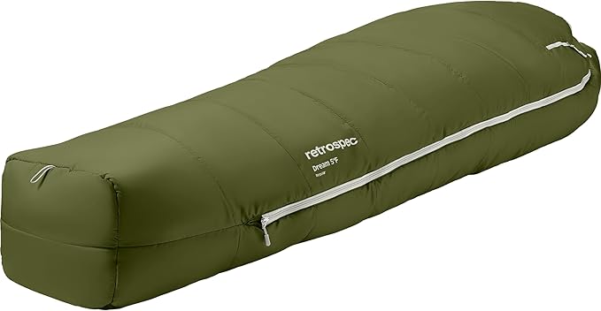 Retrospec Dream Mummy Sleeping Bag - 5, 15, & 30°F Cold Weather Camping & Travel Essential Gear with Water - Resistant Shell & Synthetic Fill - Zippered Pocket & Stuff Sack