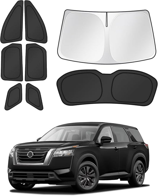 Canvcle Window Shades for 2022-2025 2026 Nissan Pathfinder Accessories Windshield Sun Shade Side Rear Window Cover Sunshade Sun Visor Shield Privacy Protection for Camping Keep Vehicle Cool Black 8PCS