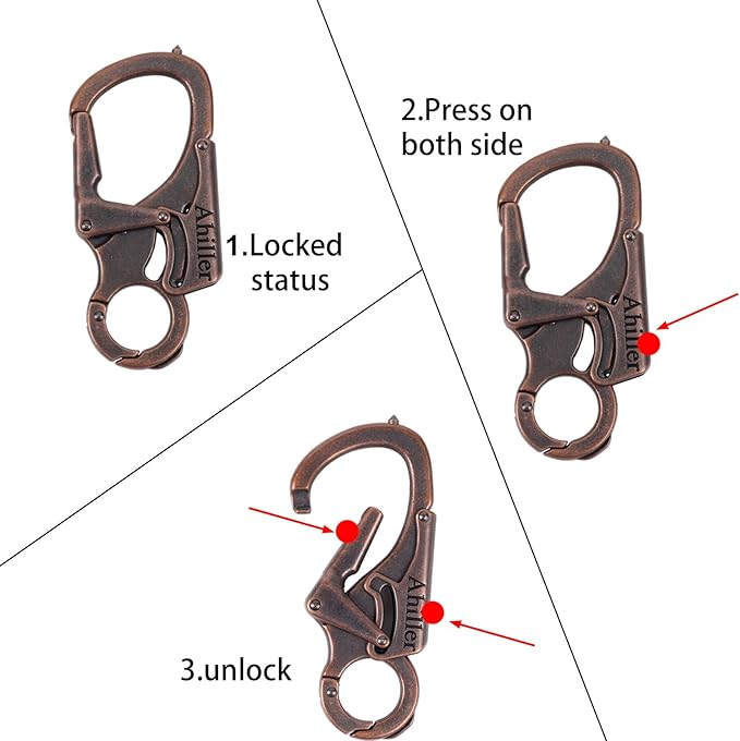 Ahiller Carabiner Keychain Clip, Double Lock Designed - Tungsten Steel Tip, Multifounction Tools for Camping, Hiking, Fishing, Outdoor Survival
